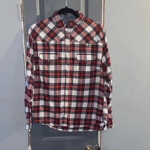 JACHS Girlfriend Red and Black Plaid Button Down Shirt